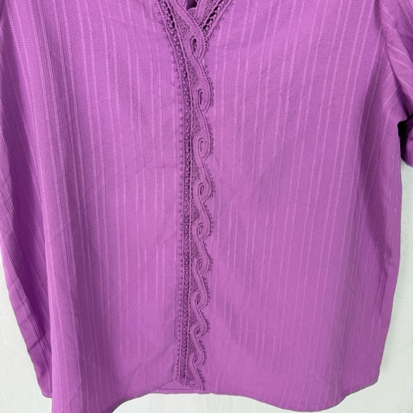 Shein Fuchsia V-neck Blouse with Puff Sleeve Size Large - Picture 3 of 8